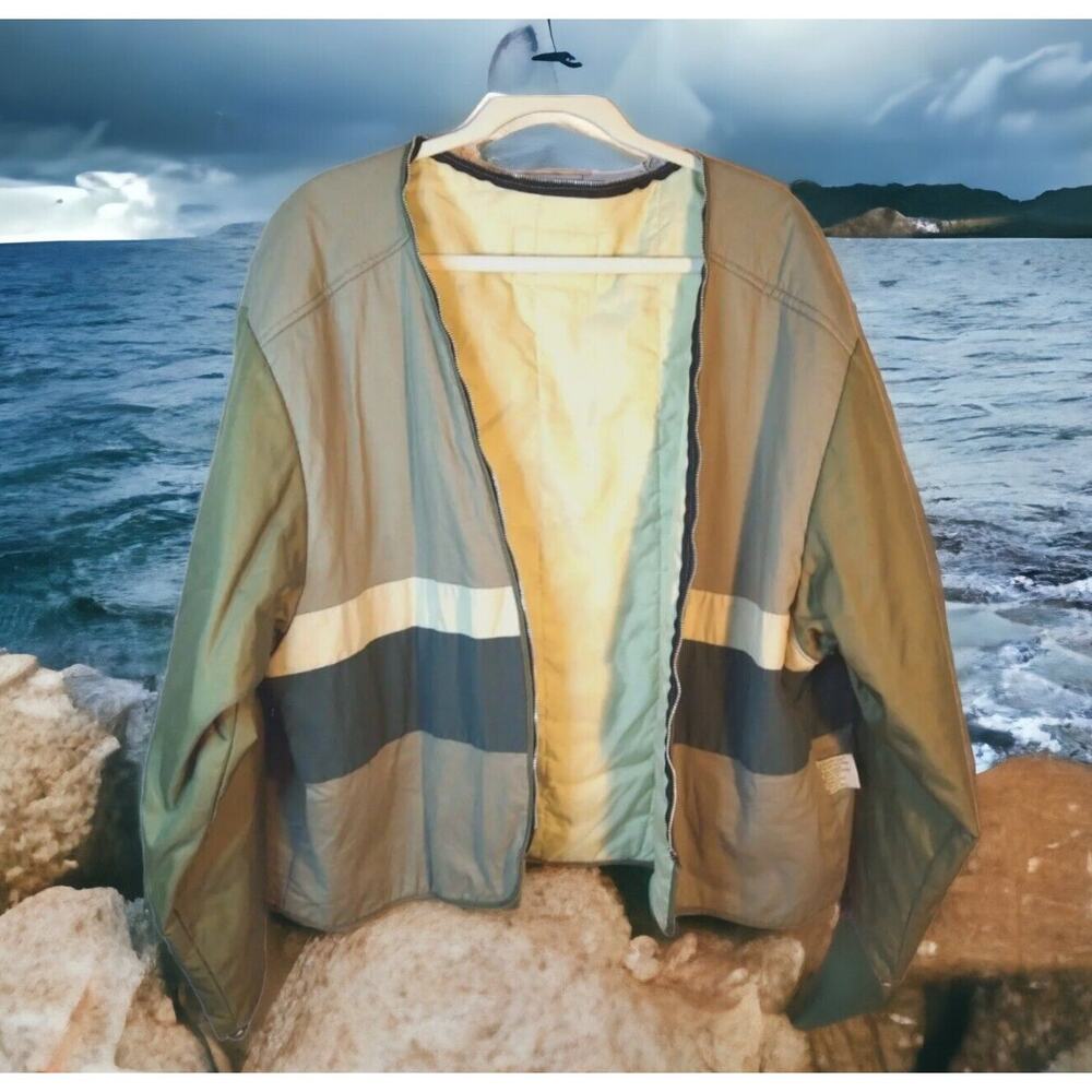 London Fog Quilted Bomber Jacket Liner Size 2X Tan Olive Zip-In Insert Unisex